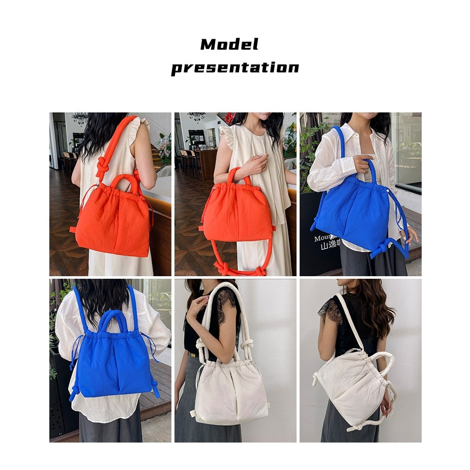 Tas Nylon Drawstring Backpack Large-capacity Lightweight Dual-purpose Single-shoulder Bag Puffer Bag