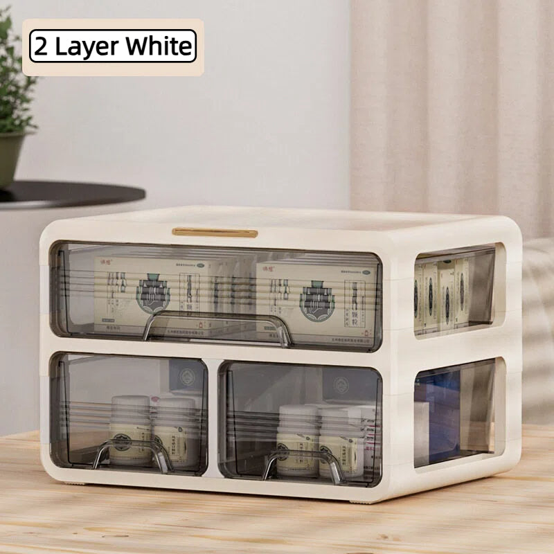 Drawer-Style Desktop Storage Box for Student Stationery Cosmetics Office Table Desk Dustproof Organiser