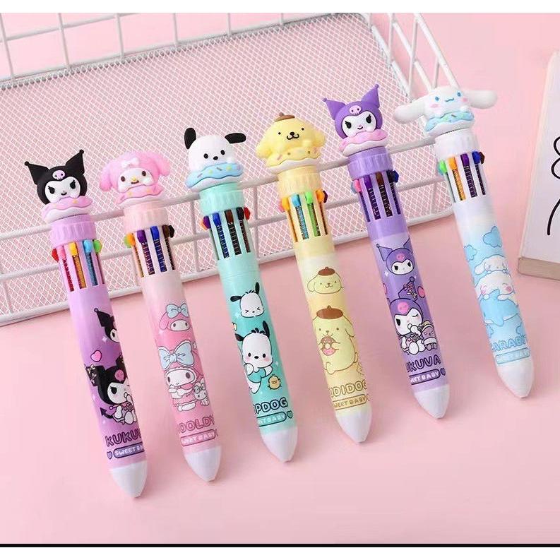 Sanrio 10-color ballpoint pen cartoon cute multi-color push-button account pen