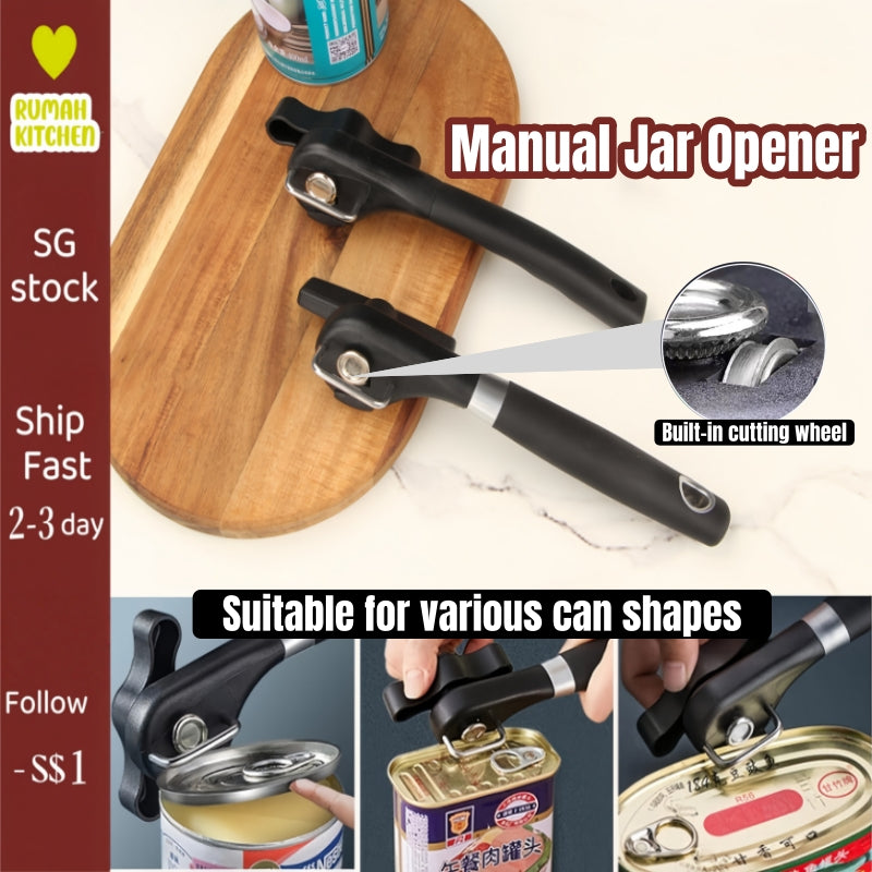 Safe Cut Can Opener Stainless Steel Smooth Edge Can Opener Manual Can Opener Jar Opener