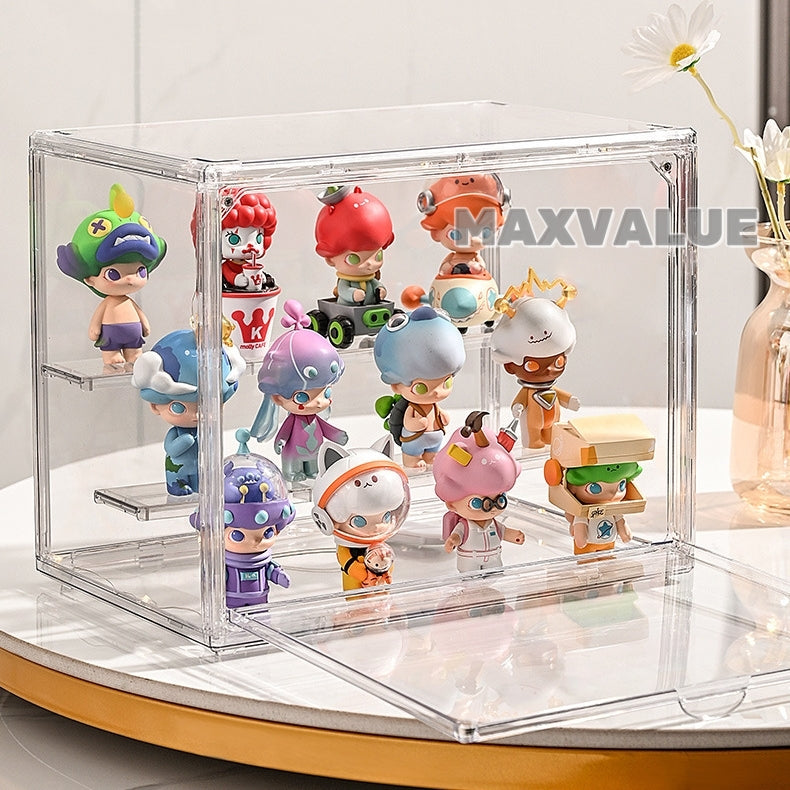 Large Popmart Display Box Labubu Organiser Figurine Shelf Rack Transparent