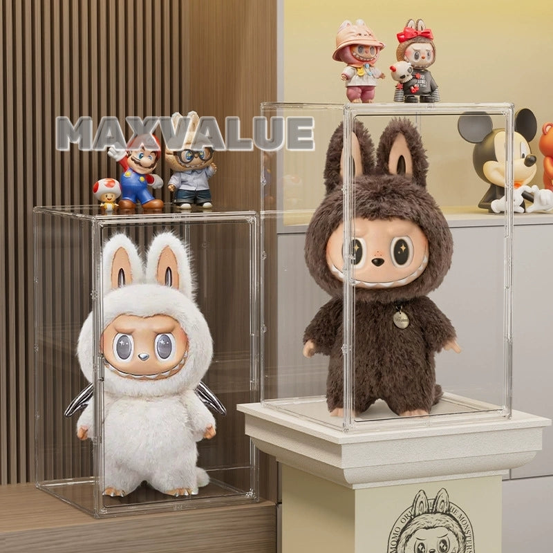 Large Popmart Display Box Labubu Organiser Figurine Shelf Rack Transparent