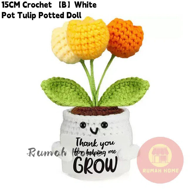 Crochet Sunflower Mini Potted Flower Handmade Decor Office Desk Car Decor Gift for Women Teachers Birthday Christmas