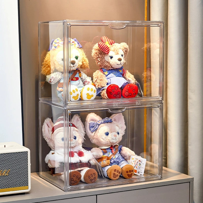 Large Popmart Display Box Labubu Organiser Figurine Shelf Rack Transparent