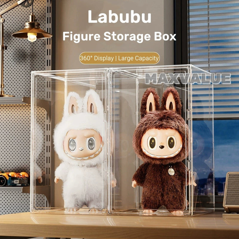 Large Popmart Display Box Labubu Organiser Figurine Shelf Rack Transparent