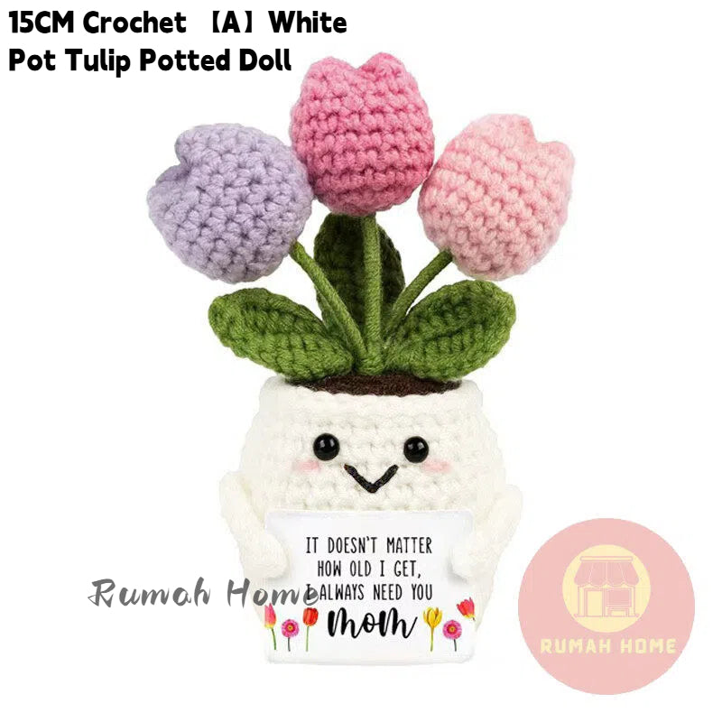 Crochet Sunflower Mini Potted Flower Handmade Decor Office Desk Car Decor Gift for Women Teachers Birthday Christmas