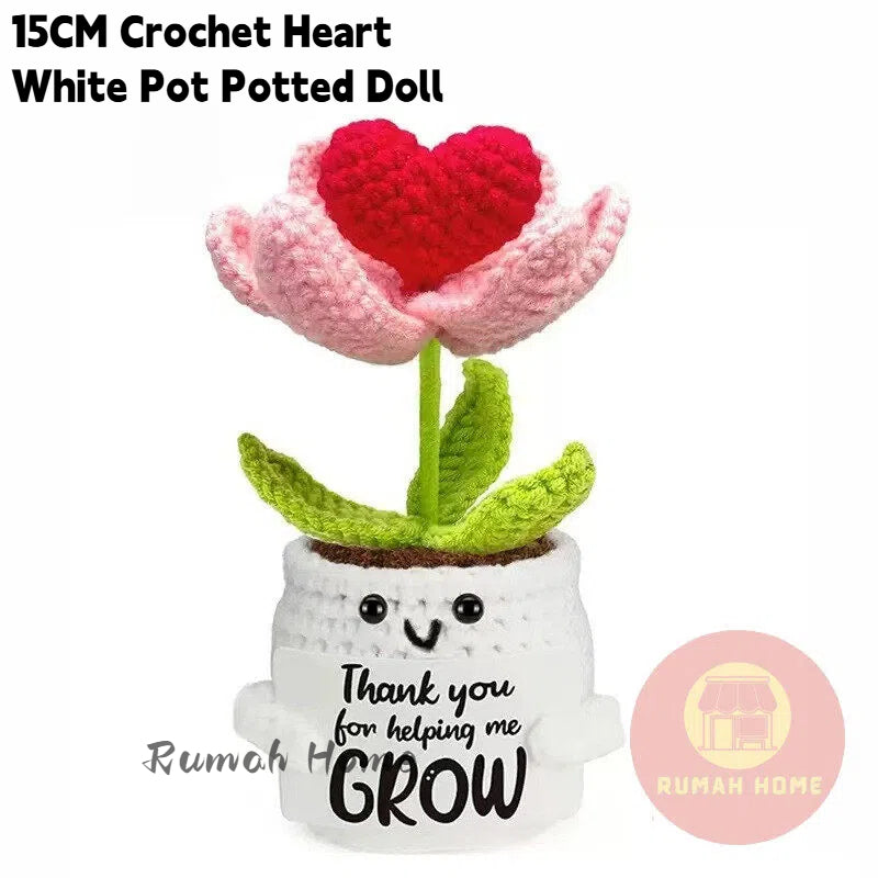 Crochet Sunflower Mini Potted Flower Handmade Decor Office Desk Car Decor Gift for Women Teachers Birthday Christmas