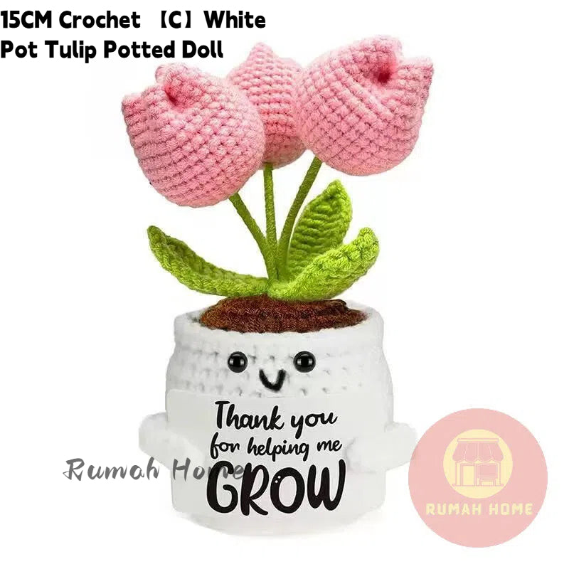 Crochet Sunflower Mini Potted Flower Handmade Decor Office Desk Car Decor Gift for Women Teachers Birthday Christmas