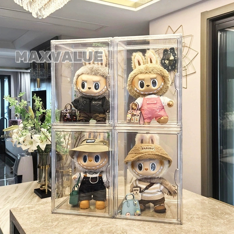Large Popmart Display Box Labubu Organiser Figurine Shelf Rack Transparent
