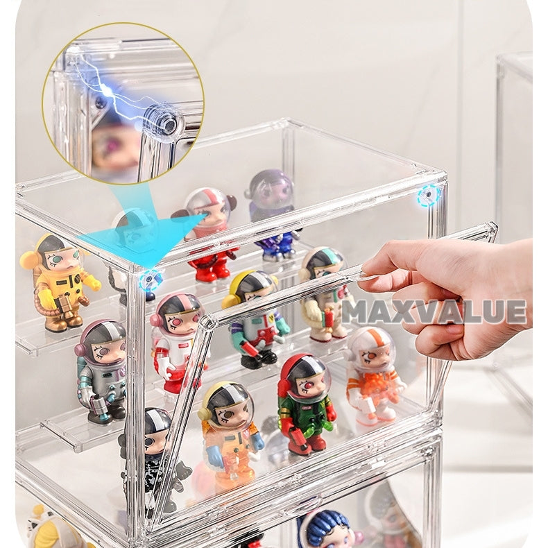 Large Popmart Display Box Labubu Organiser Figurine Shelf Rack Transparent