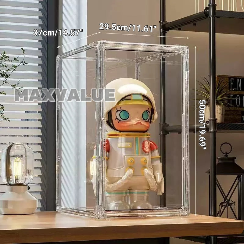 Large Popmart Display Box Labubu Organiser Figurine Shelf Rack Transparent