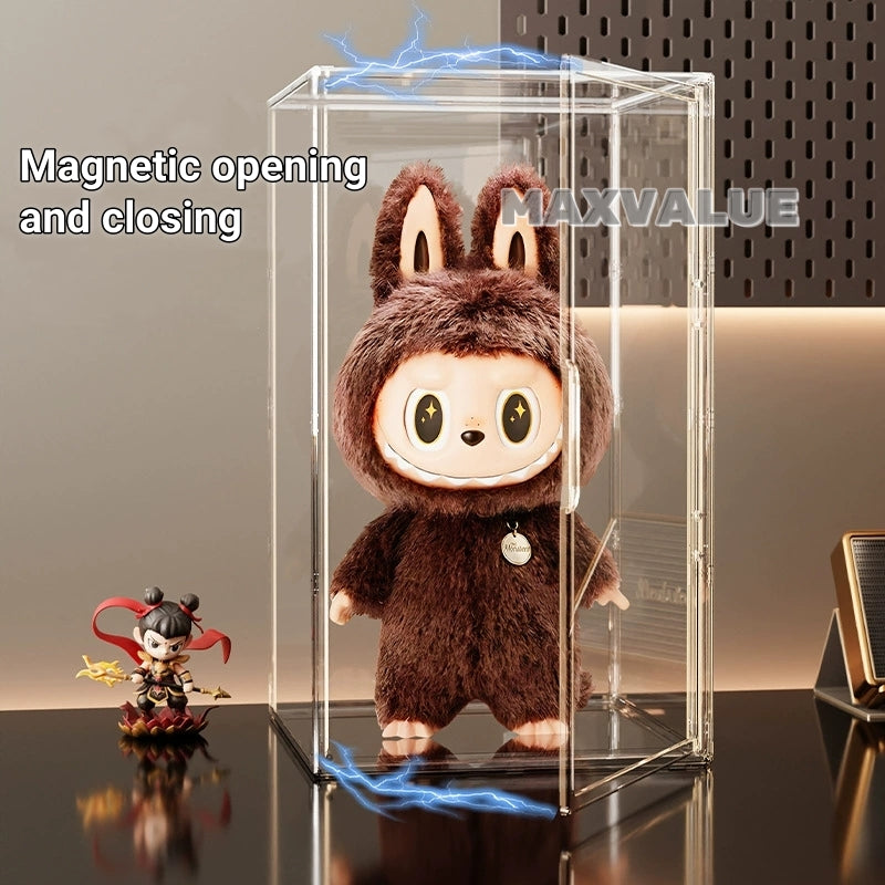 Large Popmart Display Box Labubu Organiser Figurine Shelf Rack Transparent