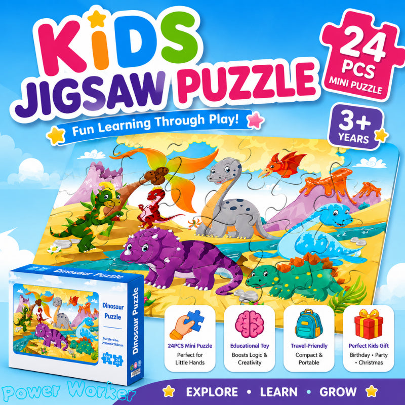 24PCS Kids Jigsaw Puzzle – Mini Educational Puzzle Toy for Ages 4–8, Travel & Birthday Party Favor Bag Gift