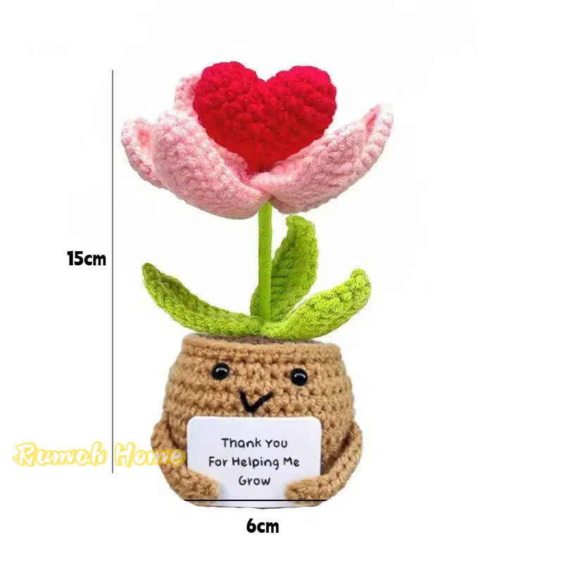 Crochet Sunflower Mini Potted Flower Handmade Decor Office Desk Car Decor Gift for Women Teachers Birthday Christmas