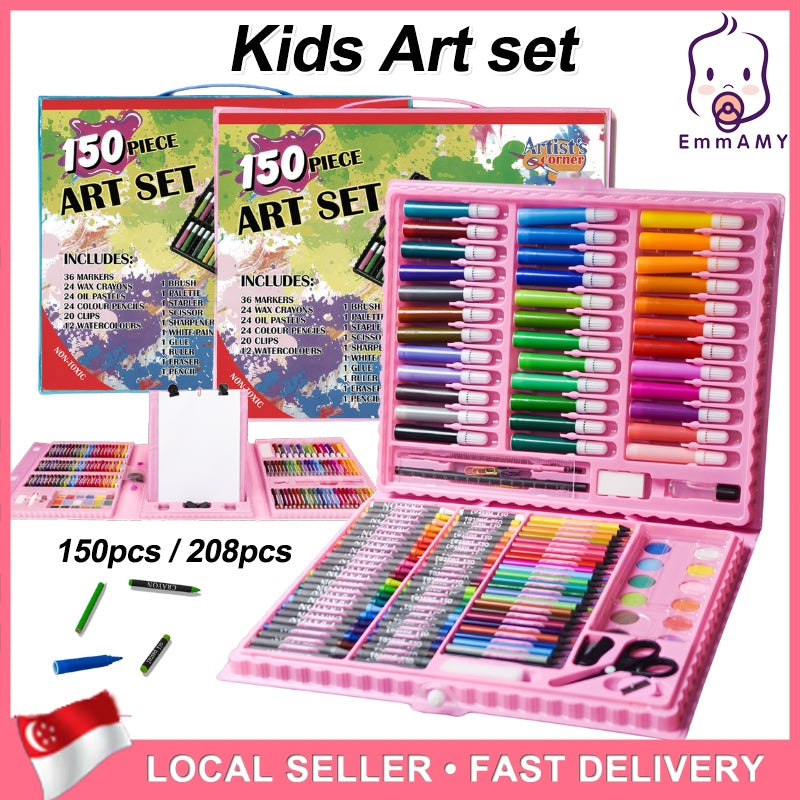 Kids 208pcs/150pcs Kids Art Set – Crayons Markers  Drawing Marker Painting Color Pen Crayon Pastel Set