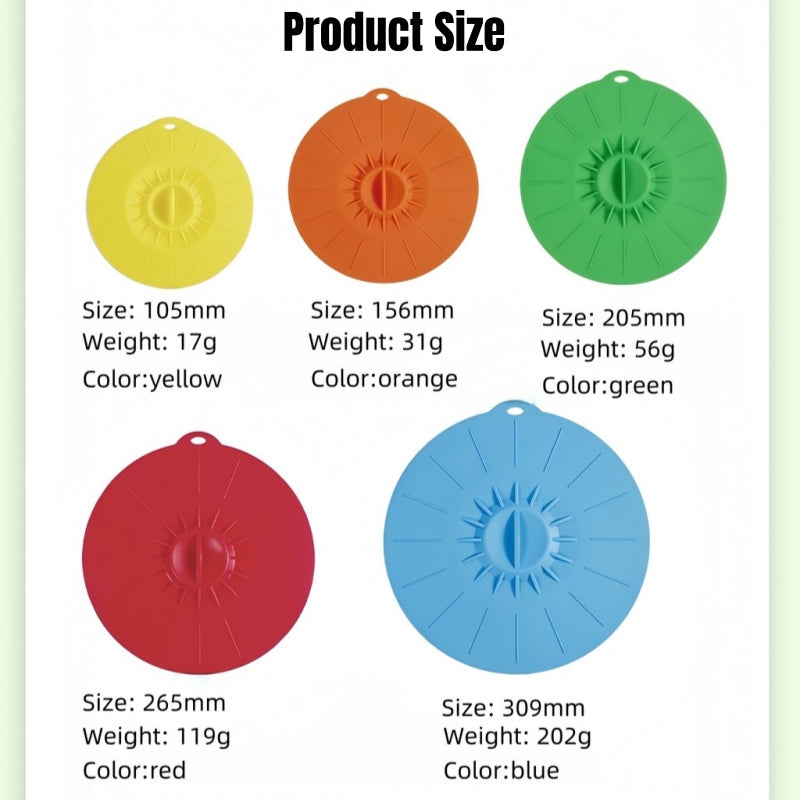 5pcs Silicone Bowl Lids 5 Sizes Reusable Sealed Suction Lids Heat Resistant Oil Shield