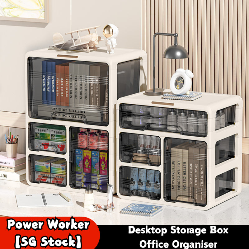Drawer-Style Desktop Storage Box for Student Stationery Cosmetics Office Table Desk Dustproof Organiser