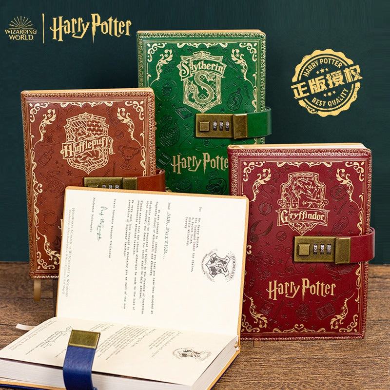 Kids Gift Set Harry Potter PU Leather Notebook With Password Lock A5 Colored Pages Hogwarts Diary Students Gifts