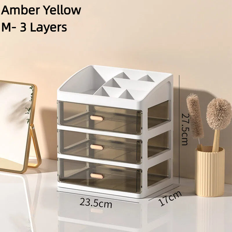 Drawer-Style Desktop Storage Box for Student Stationery Cosmetics Office Table Desk Dustproof Organiser