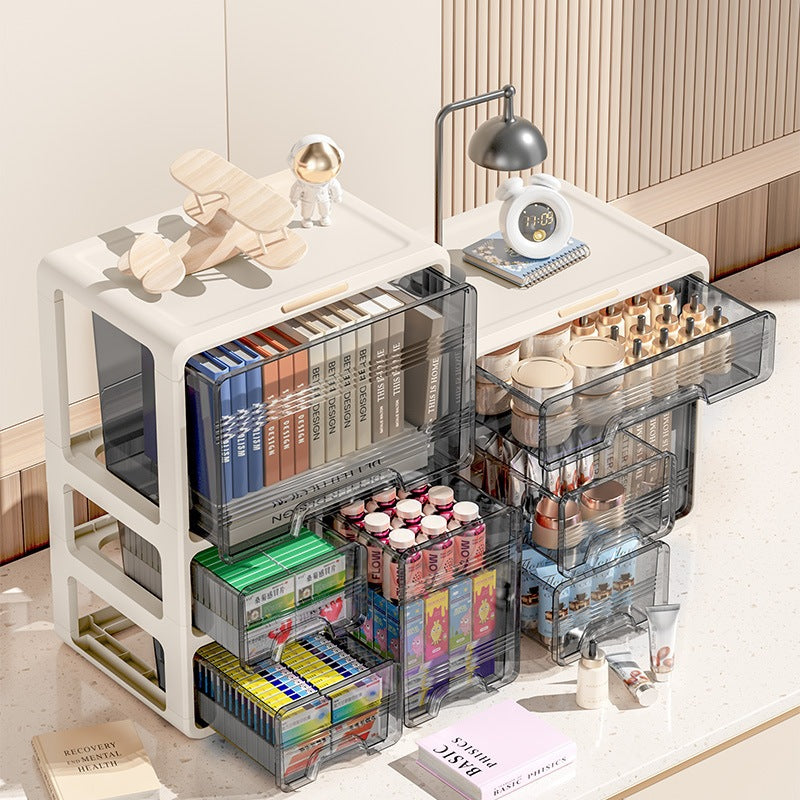 Drawer-Style Desktop Storage Box for Student Stationery Cosmetics Office Table Desk Dustproof Organiser
