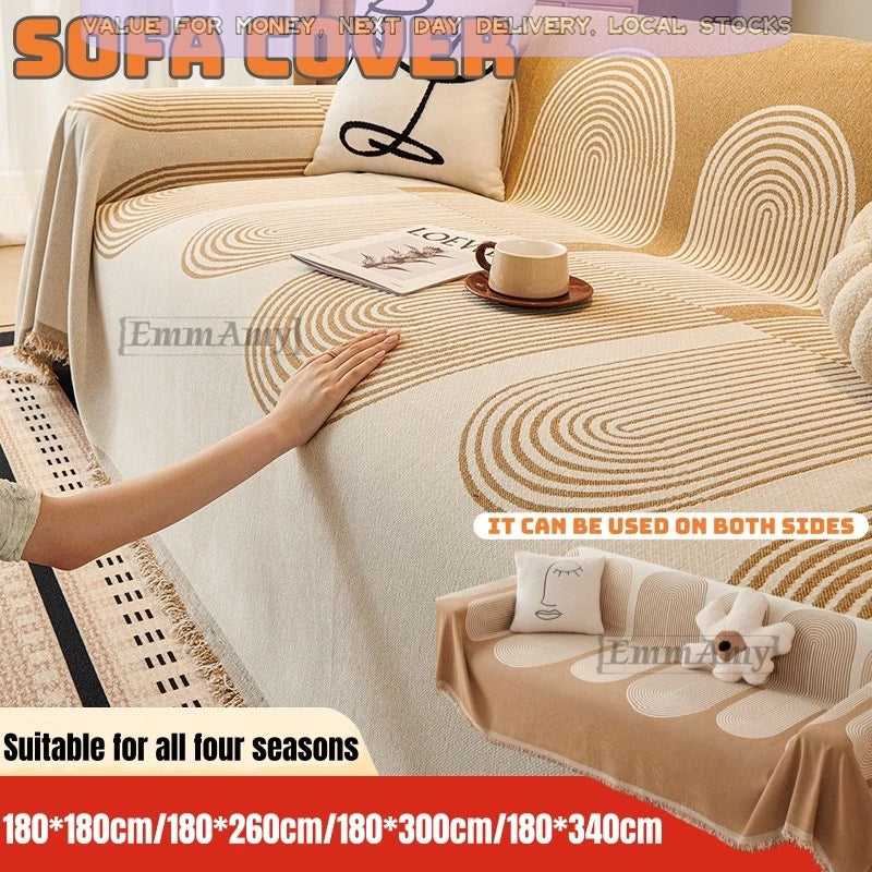 EmmAmy Nordic Region Thickened Sofa Cover Cat Scratch Protection Slipcover Chenier Double-sided Sofa Blanket
