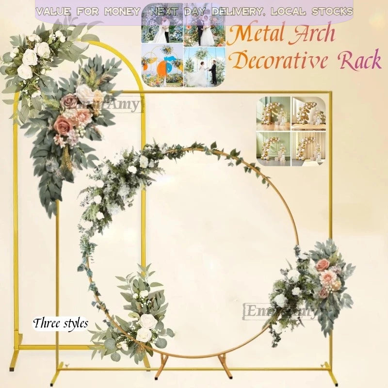 Metal Wedding Arch Stand Square Circular Activity Backdrop Frame for Family parties, Graduation Ceremonies