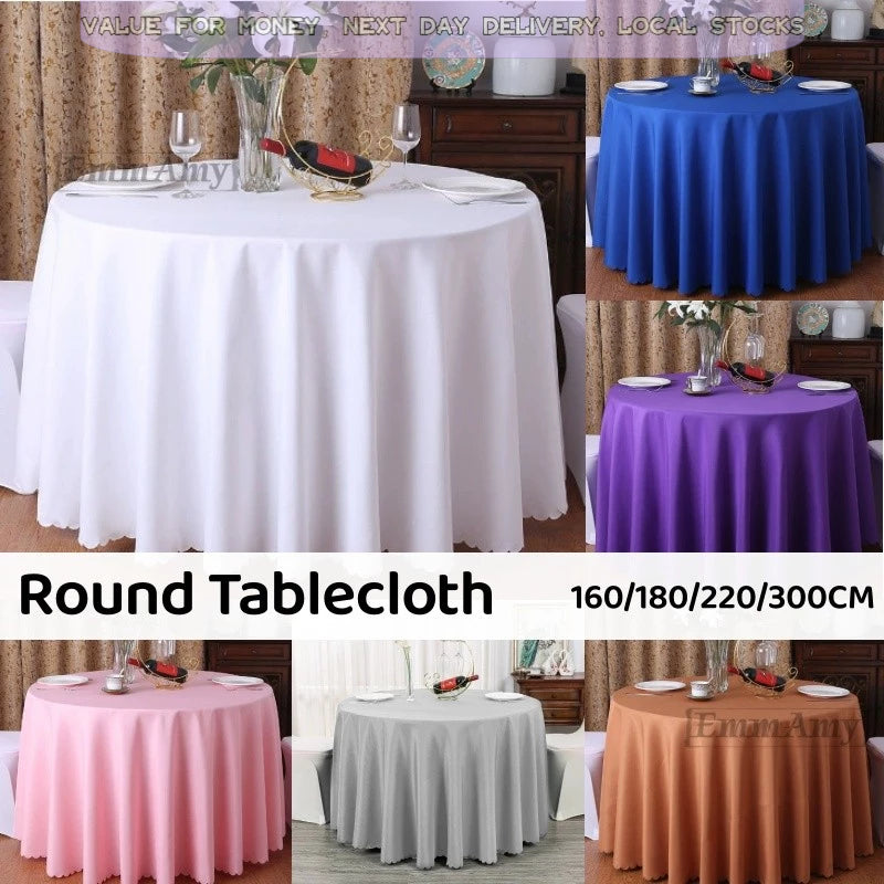 Round Tablecloth Solid-color Fabric Table Cloth Table Cover for Wedding Hotel Party